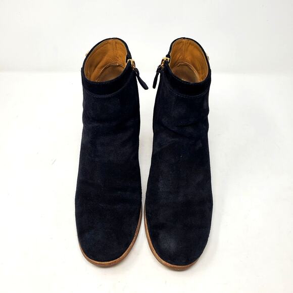 Tory Burch Sofia 65MM Suede Ankle Booties Leather Perfect Black 50895 Size 9 - Picture 3 of 9